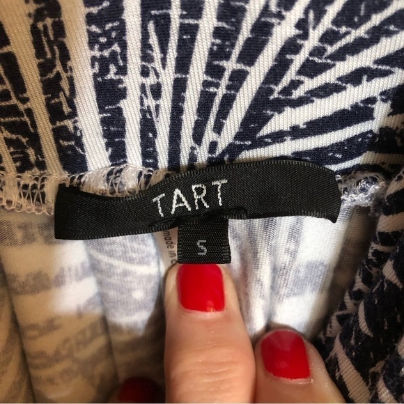 Tart Women’s Navy & White Palm Print Modal Dress Beachy Tropical Soft Size Small - Picture 3 of 9